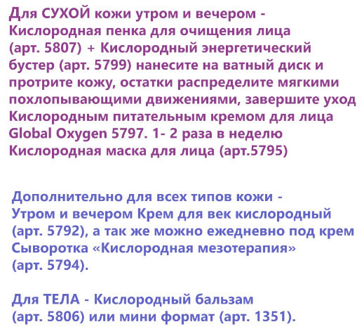 схема применения global oxygen